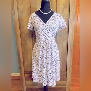 VETIOR Womens Short Sleeve Wrap V Neck Floral Spring Dress